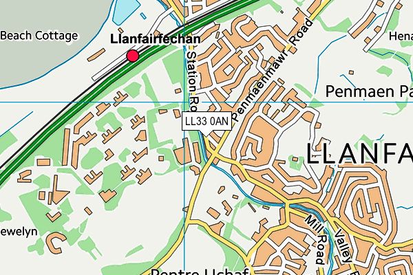 LL33 0AN map - OS VectorMap District (Ordnance Survey)