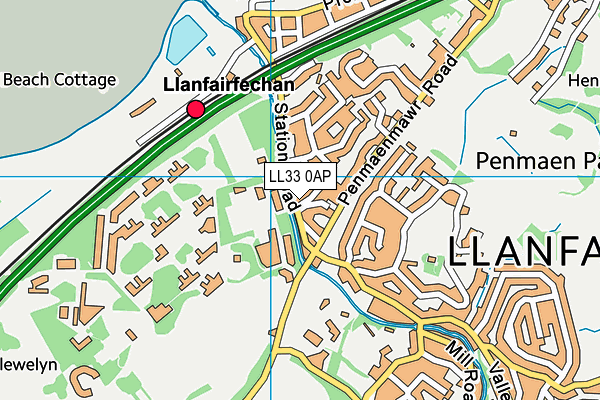 LL33 0AP map - OS VectorMap District (Ordnance Survey)