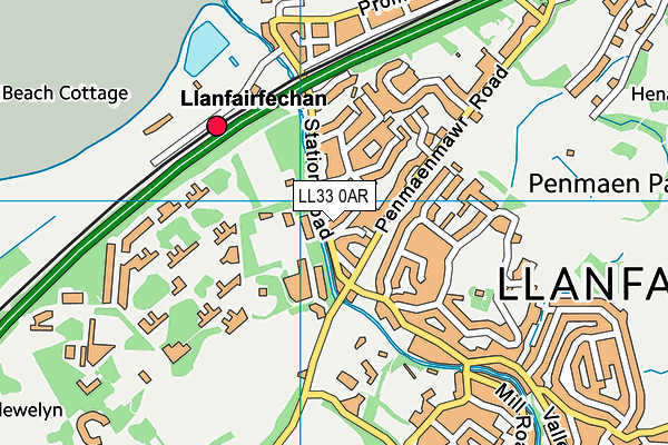 LL33 0AR map - OS VectorMap District (Ordnance Survey)