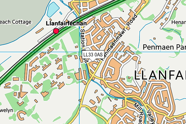 LL33 0AS map - OS VectorMap District (Ordnance Survey)