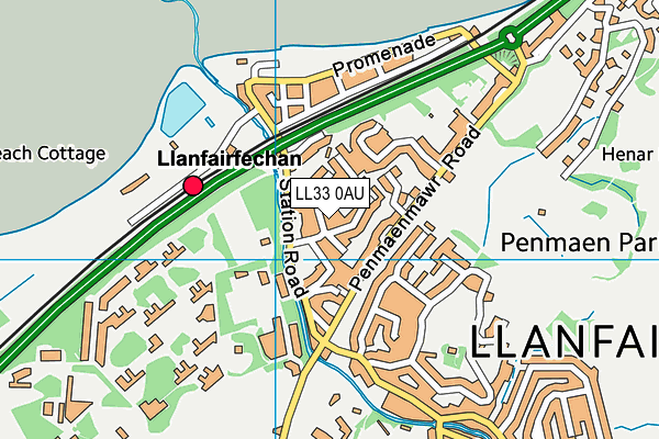 LL33 0AU map - OS VectorMap District (Ordnance Survey)