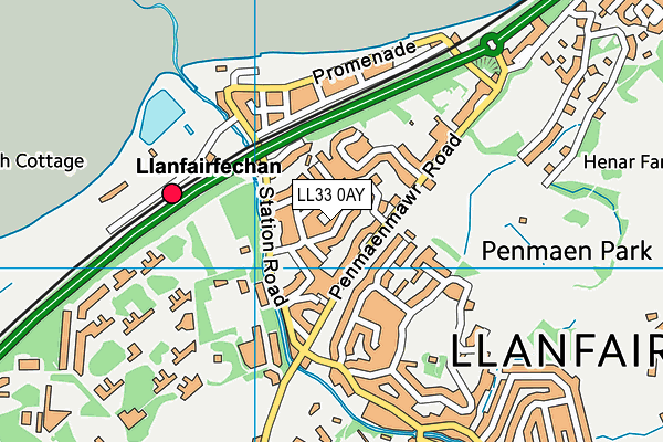 LL33 0AY map - OS VectorMap District (Ordnance Survey)