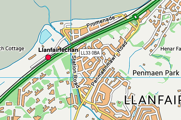 LL33 0BA map - OS VectorMap District (Ordnance Survey)