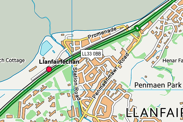 LL33 0BB map - OS VectorMap District (Ordnance Survey)