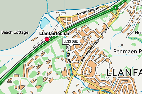LL33 0BD map - OS VectorMap District (Ordnance Survey)