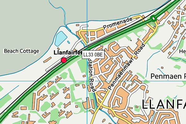 LL33 0BE map - OS VectorMap District (Ordnance Survey)