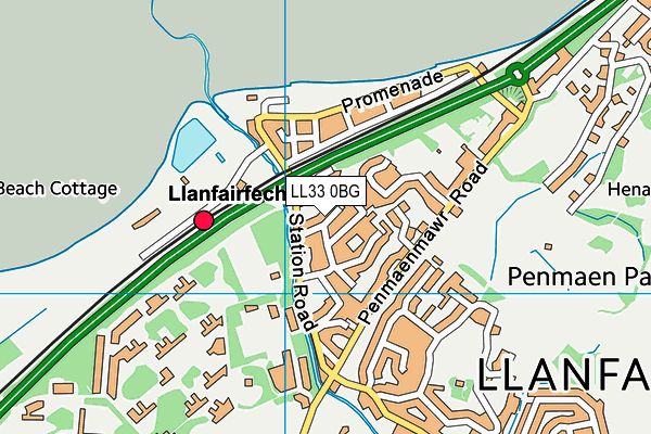 LL33 0BG map - OS VectorMap District (Ordnance Survey)