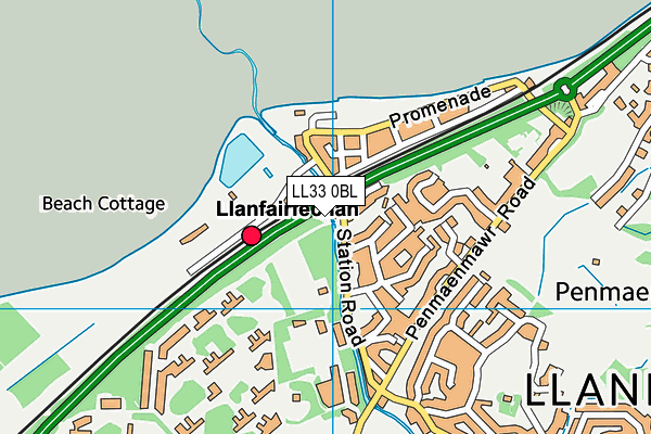 LL33 0BL map - OS VectorMap District (Ordnance Survey)