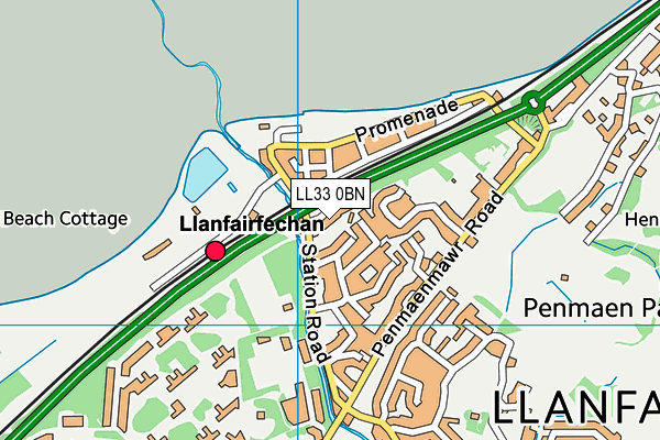 LL33 0BN map - OS VectorMap District (Ordnance Survey)