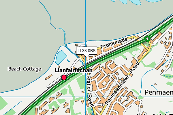 LL33 0BS map - OS VectorMap District (Ordnance Survey)