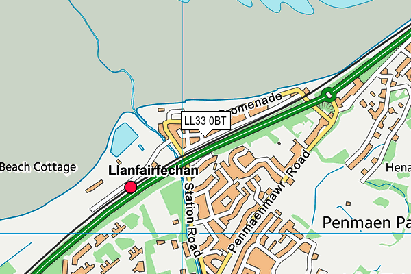 LL33 0BT map - OS VectorMap District (Ordnance Survey)