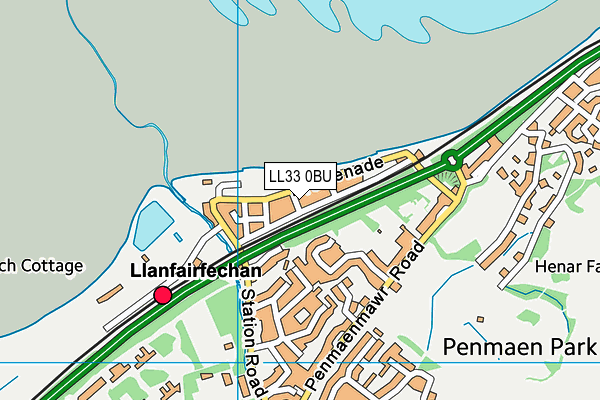 LL33 0BU map - OS VectorMap District (Ordnance Survey)
