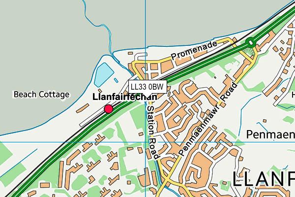 LL33 0BW map - OS VectorMap District (Ordnance Survey)