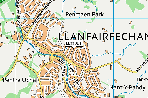LL33 0DT map - OS VectorMap District (Ordnance Survey)