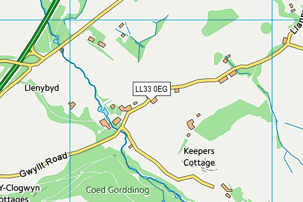 LL33 0EG map - OS VectorMap District (Ordnance Survey)