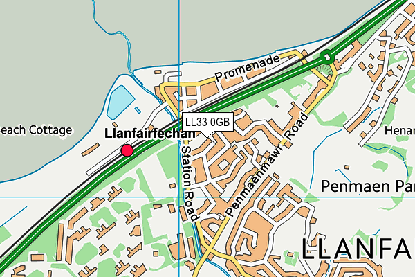 LL33 0GB map - OS VectorMap District (Ordnance Survey)