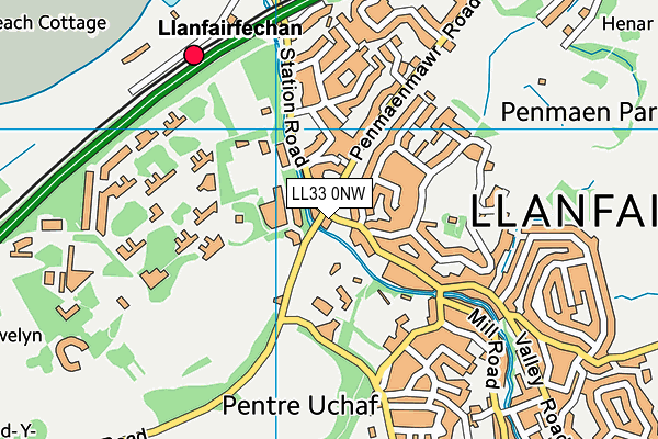 LL33 0NW map - OS VectorMap District (Ordnance Survey)