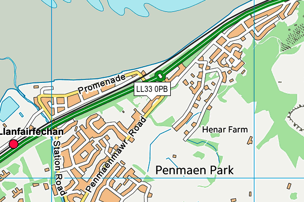 LL33 0PB map - OS VectorMap District (Ordnance Survey)
