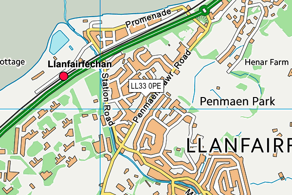 LL33 0PE map - OS VectorMap District (Ordnance Survey)