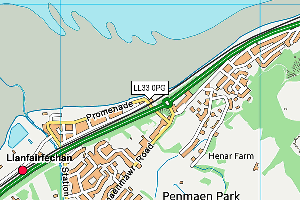 LL33 0PG map - OS VectorMap District (Ordnance Survey)