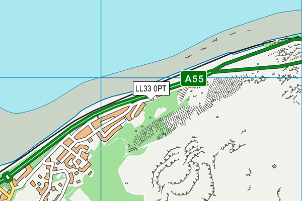 LL33 0PT map - OS VectorMap District (Ordnance Survey)