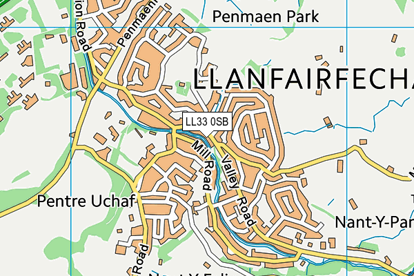 LL33 0SB map - OS VectorMap District (Ordnance Survey)