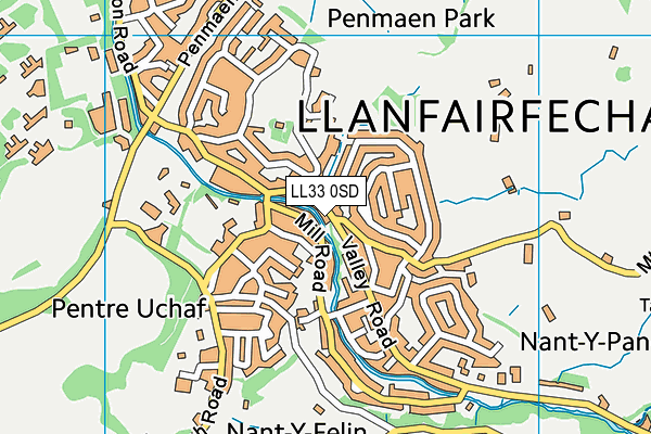 LL33 0SD map - OS VectorMap District (Ordnance Survey)