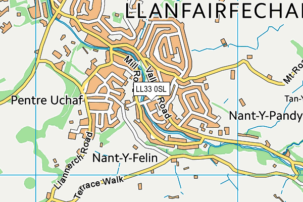 LL33 0SL map - OS VectorMap District (Ordnance Survey)