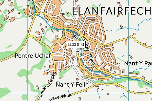 LL33 0TG map - OS VectorMap District (Ordnance Survey)