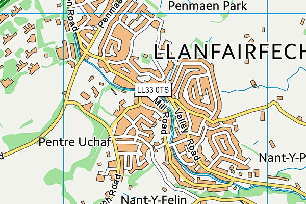 LL33 0TS map - OS VectorMap District (Ordnance Survey)