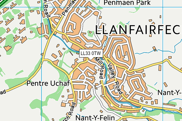 LL33 0TW map - OS VectorMap District (Ordnance Survey)