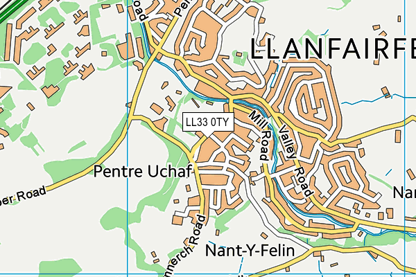LL33 0TY map - OS VectorMap District (Ordnance Survey)