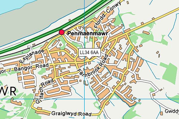 LL34 6AA map - OS VectorMap District (Ordnance Survey)