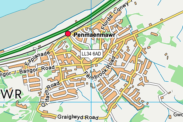 LL34 6AD map - OS VectorMap District (Ordnance Survey)