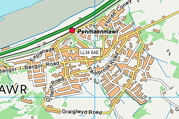 LL34 6AE map - OS VectorMap District (Ordnance Survey)