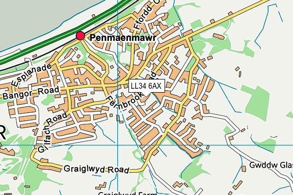 LL34 6AX map - OS VectorMap District (Ordnance Survey)