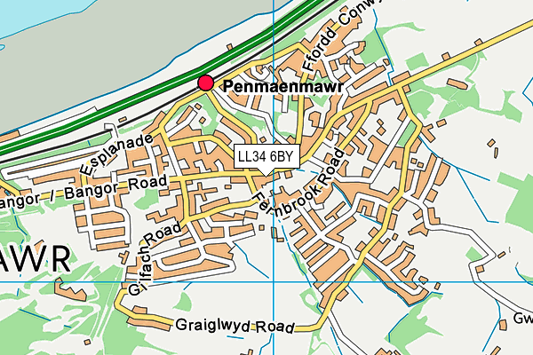 LL34 6BY map - OS VectorMap District (Ordnance Survey)