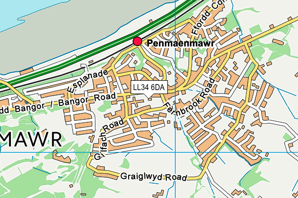 LL34 6DA map - OS VectorMap District (Ordnance Survey)