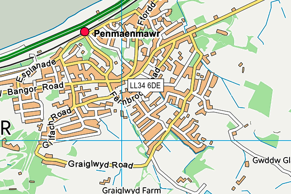 LL34 6DE map - OS VectorMap District (Ordnance Survey)