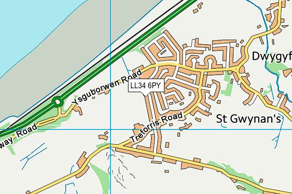 LL34 6PY map - OS VectorMap District (Ordnance Survey)