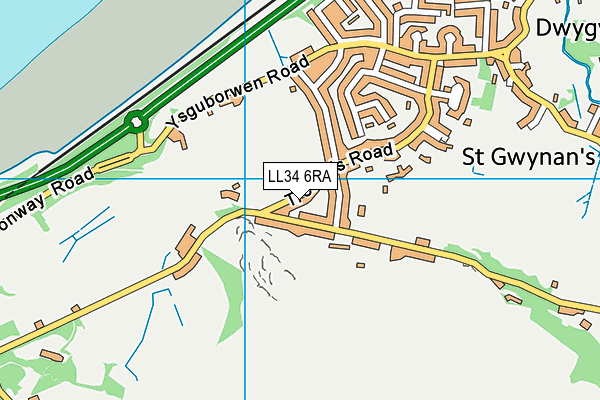 LL34 6RA map - OS VectorMap District (Ordnance Survey)