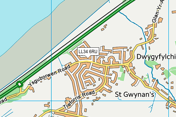 LL34 6RU map - OS VectorMap District (Ordnance Survey)