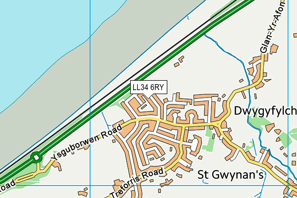 LL34 6RY map - OS VectorMap District (Ordnance Survey)