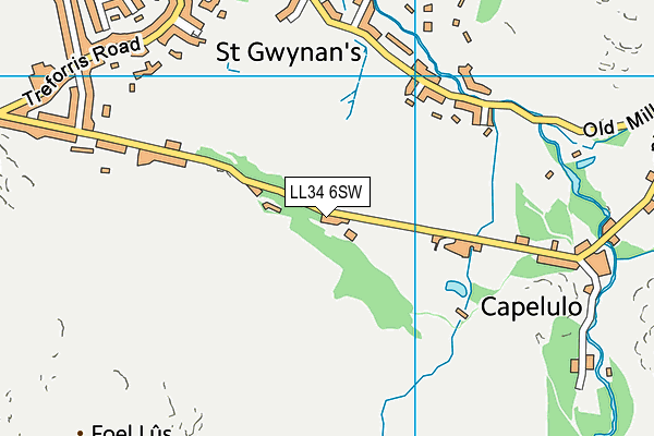 LL34 6SW map - OS VectorMap District (Ordnance Survey)