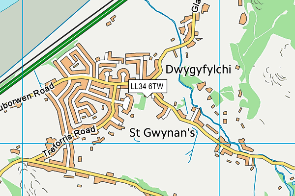 LL34 6TW map - OS VectorMap District (Ordnance Survey)