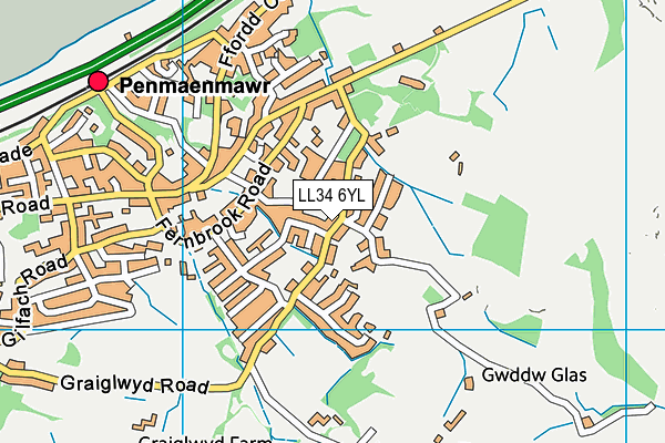 LL34 6YL map - OS VectorMap District (Ordnance Survey)