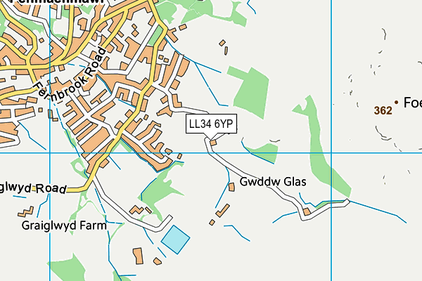 LL34 6YP map - OS VectorMap District (Ordnance Survey)