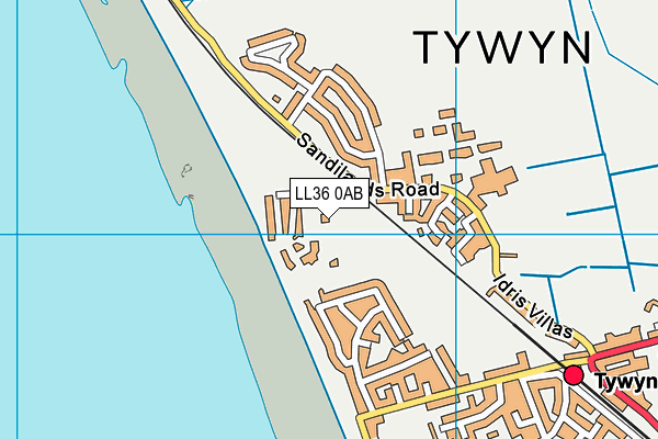 LL36 0AB map - OS VectorMap District (Ordnance Survey)