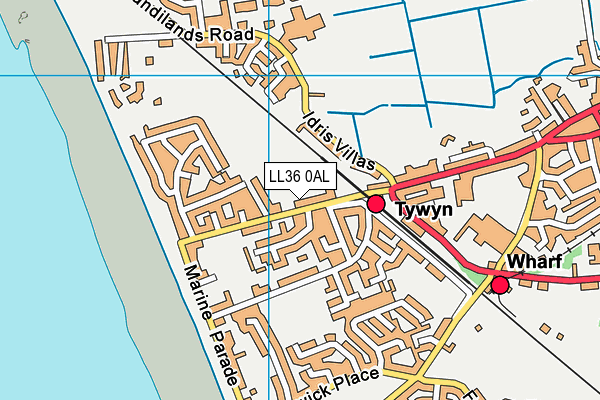 LL36 0AL map - OS VectorMap District (Ordnance Survey)