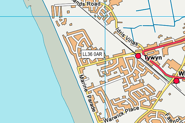 LL36 0AR map - OS VectorMap District (Ordnance Survey)